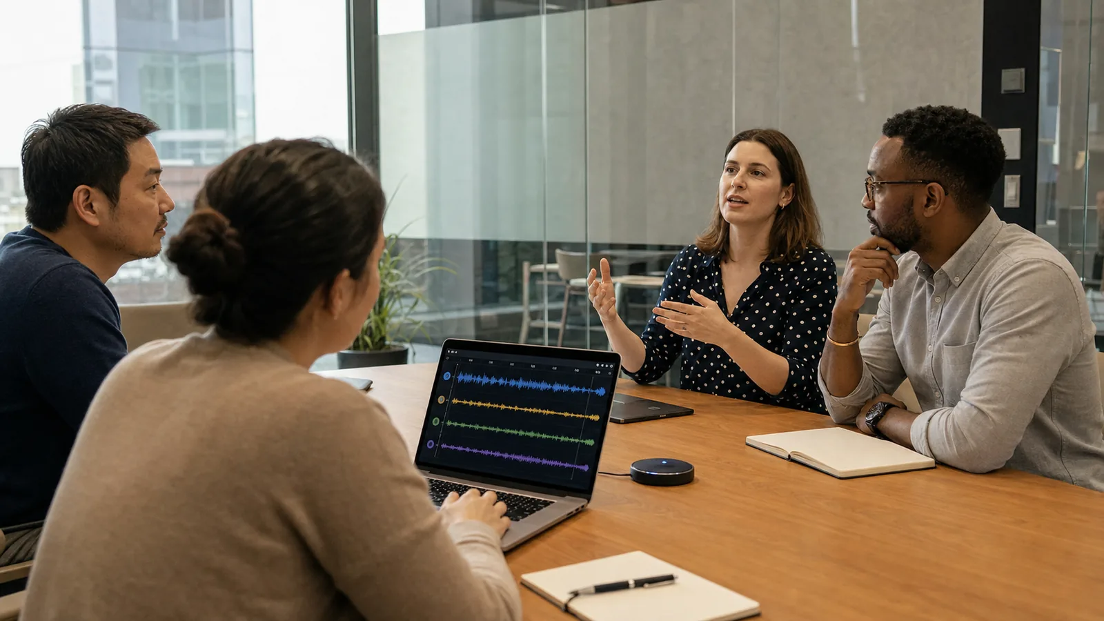 Multilingual meeting with speaker-separated audio prepared for transcription