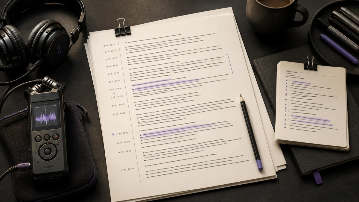 Audio waveform becoming an editable text transcript